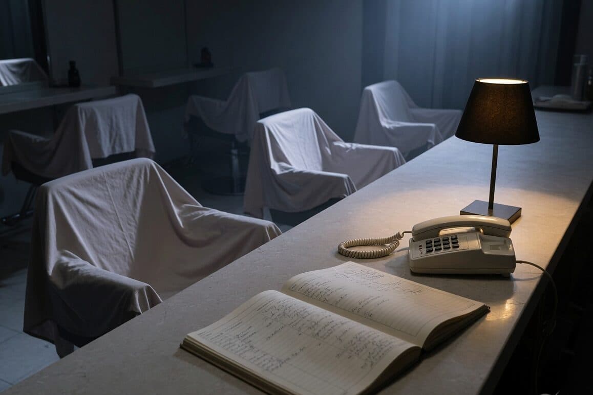 After-hours desk with the job book still open