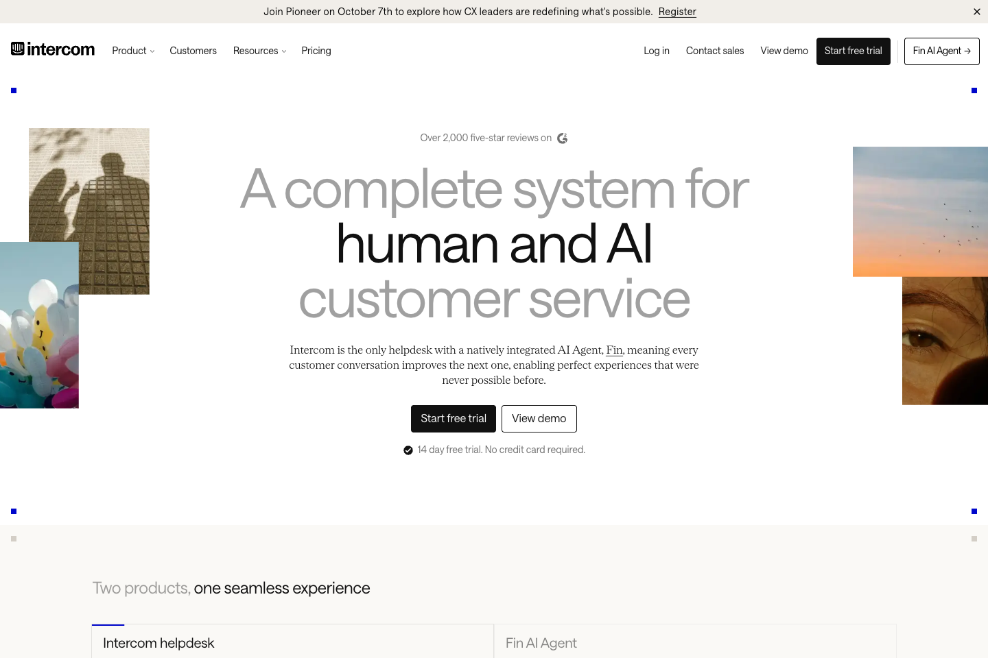 Intercom official landing page