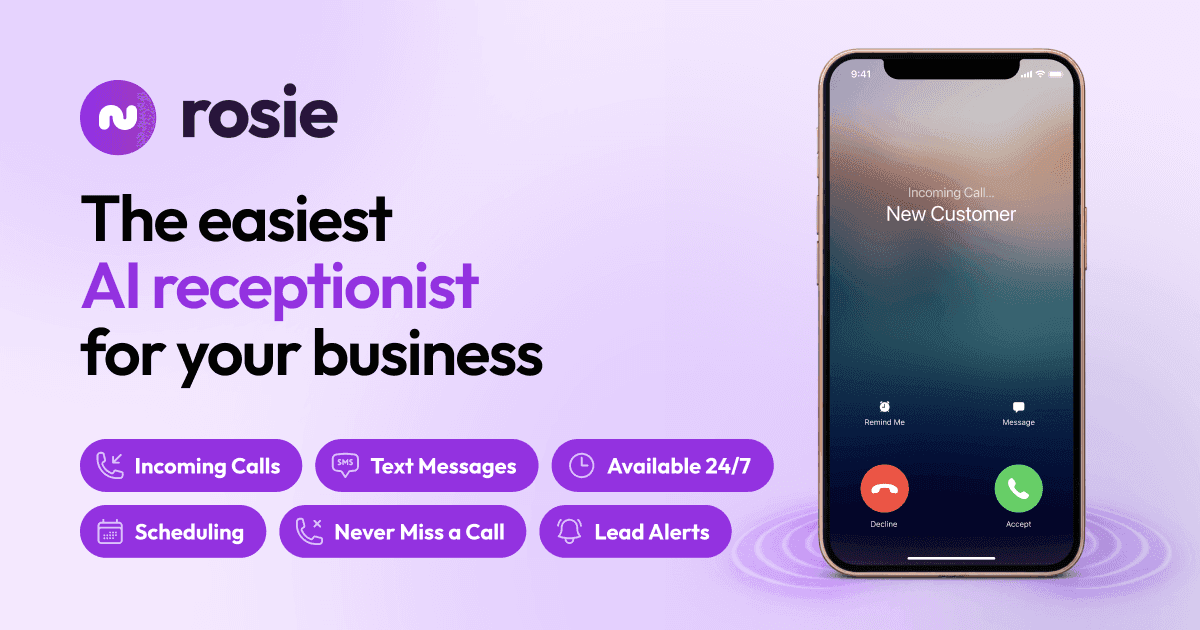 Official Rosie still with an incoming New Customer call on a phone